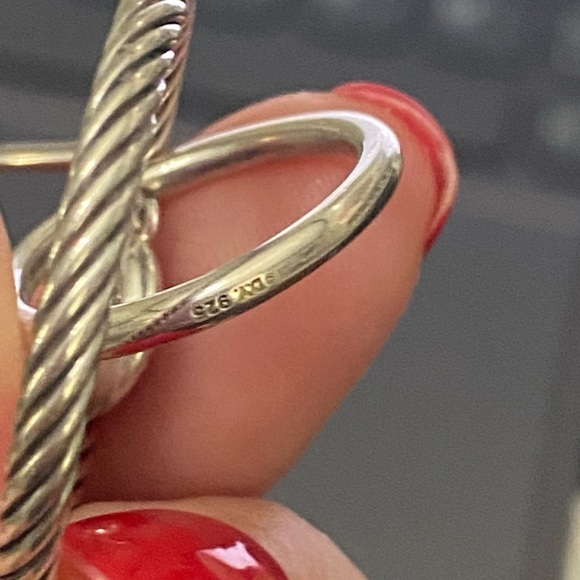 David Yurman Silver Earrings with Diamond Accents - Picture 5 of 5